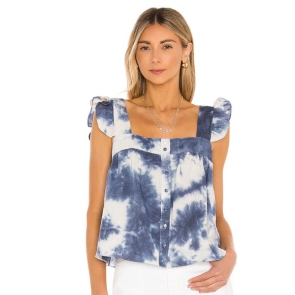 Line & Dot Perry Tie Dye Top In Blue Size XS - Picture 2 of 6